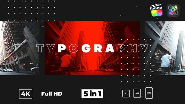 Final Cut Pro X 卡点踩踏动感粗体文字介绍排版typography-glitch-opener模板支持M系列芯片